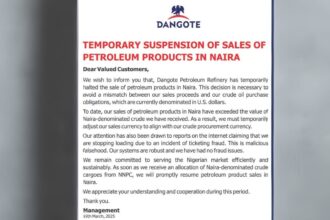 Dangote Refinery Suspends Naira Transactions