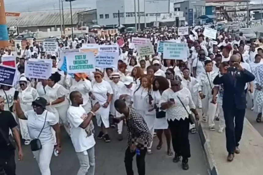 Women Protest in Support of Rivers Emergency Rule